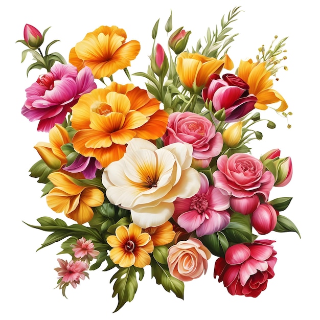 Foto illustrazione fotorealista di un bouquet di fiori dipinto digitalmente