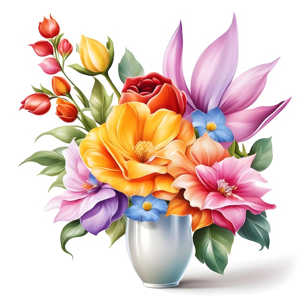 Photo realistic digital painted flower bouquet illustration