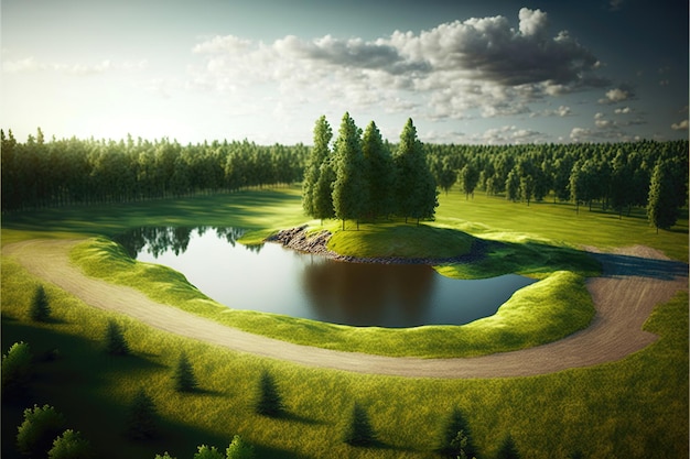 Photo realistic Golf course field