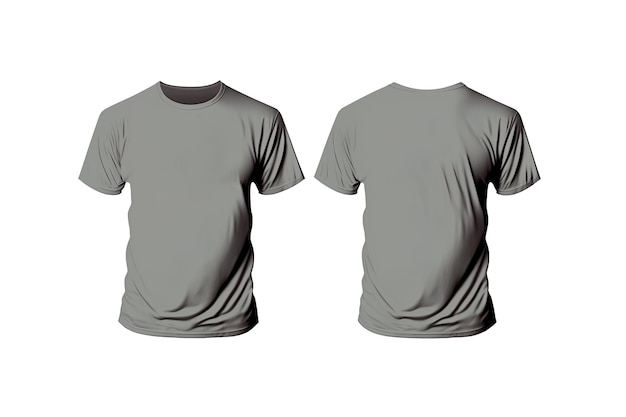 Photo realistic male grey tshirts with copy space front and back view