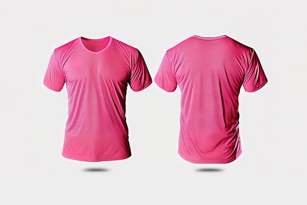 Photo realistic male pink tshirts with copy space front and back view