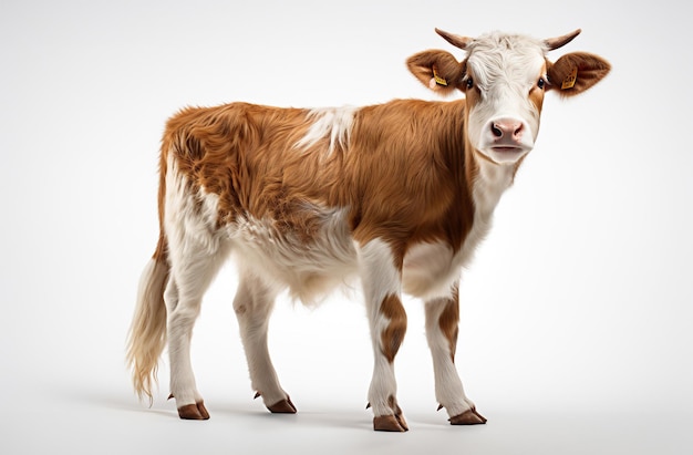 photo realistic photo of a cow animal isolated on a clean white background