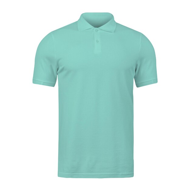 Photo photo realistic robin egg blue color polo tshirt mockup