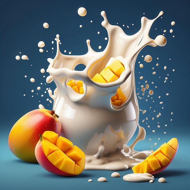 Photo photo realistic splash of milk and yogurt