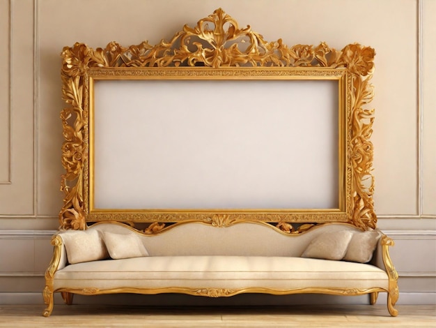 Photo rectangle decorative golden picture frame