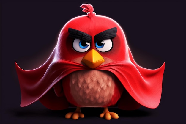 Photo red bird 3d illustration