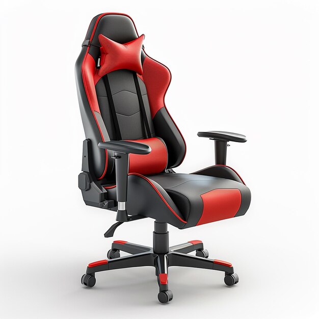 Photo photo of red black amp purple color gaming chair isolated on transparent background