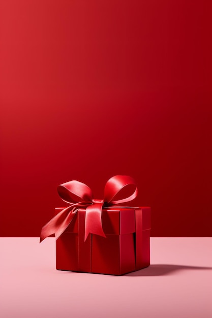 Photo photo of a red gift box with a red ribbon