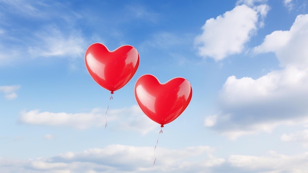 photo a red heart balloon on sky