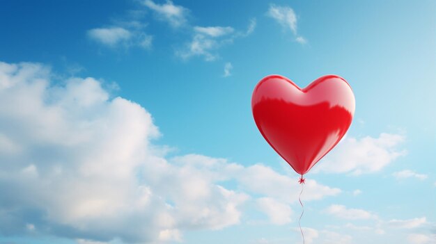 photo a red heart balloon on sky