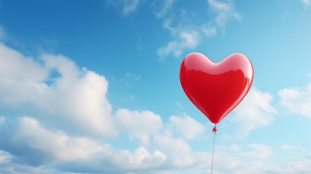 photo a red heart balloon on sky