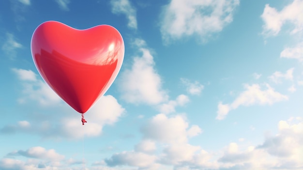 photo a red heart balloon on sky