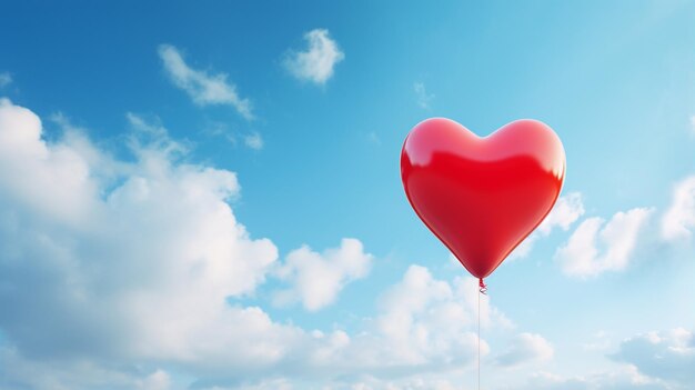 photo a red heart balloon on sky