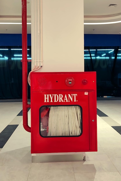 photo of Red High Pressure Hydrant box placed inside the building