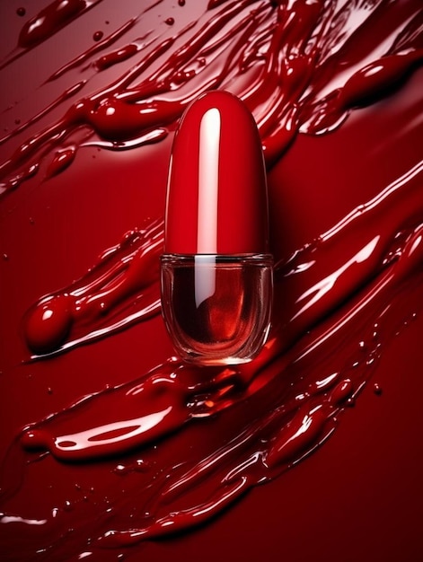 photo red nail polish spreads flows drips bright rich glossy red nail polish for manicure manicure