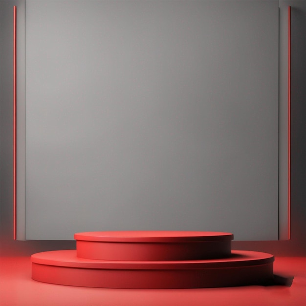 Photo red podium for product presentation black background 3d rendering ai generated