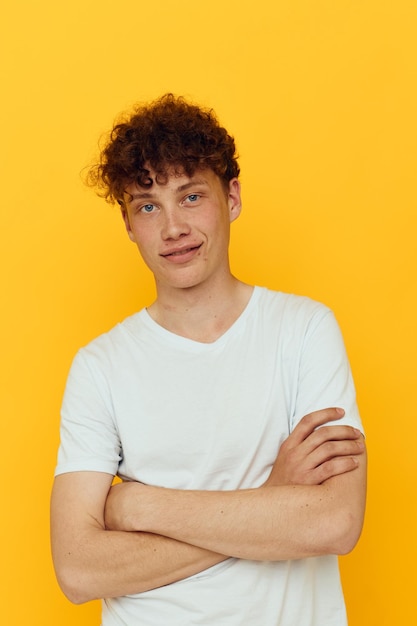 Photo of a redhaired guy in a white tshirt emotions Lifestyle unaltered