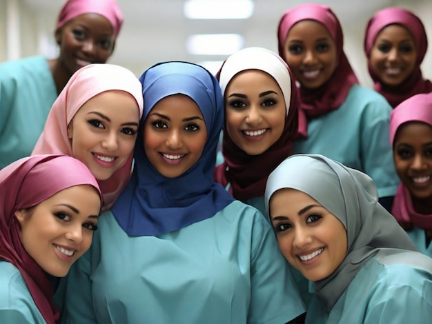 Photo reflecting the teamwork in a hospital the role of a hijabwearing female nurse