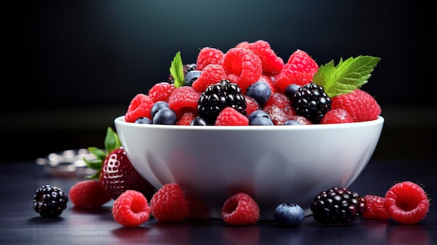 A photo of a refreshing bowl of mixed berries