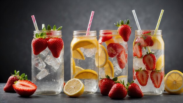 상쾌 한 여름 냉동 음료 인 딸기 김 물 의 사진