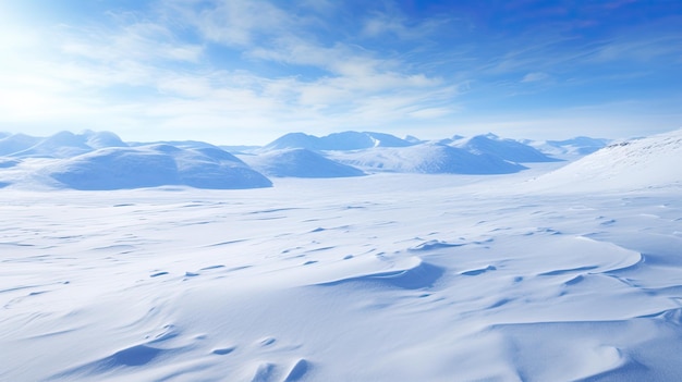 A photo of a remote Arctic tundra snowcovered hills