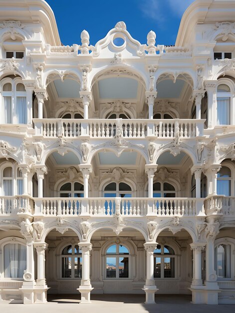 Photo photo of renaissance revival facade with ornate balconies and arches blank clean creative design