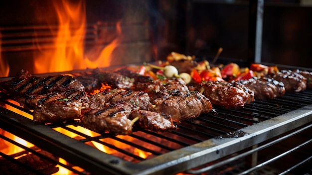 A Photo of a Restaurant Barbecue Grill with Grilled Meats