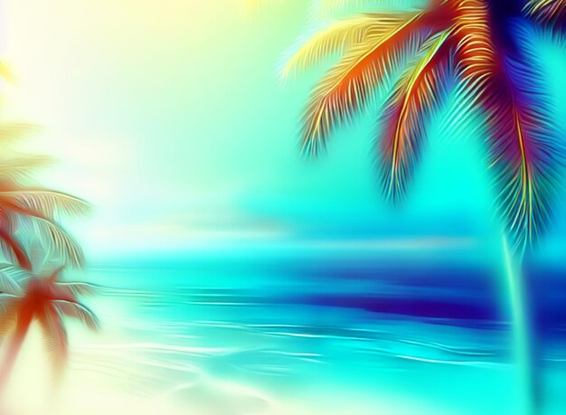Foto foto una palma retrò e uno sfondo spiaggia