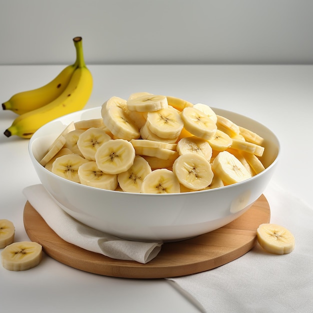 Photo of ripe banana bowls and slices