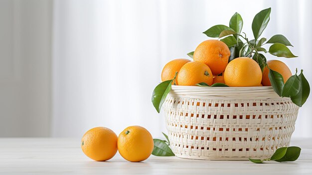 Photo of ripe orange fruit on wooden table and orange juice