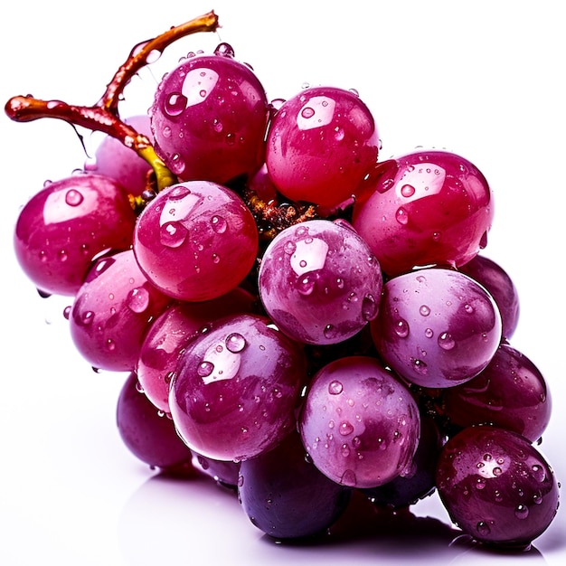 Photo ripe red grape on white wall