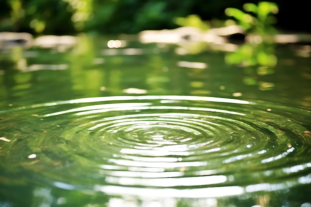 Photo of Ripples in a pond from a skipping stone nature background