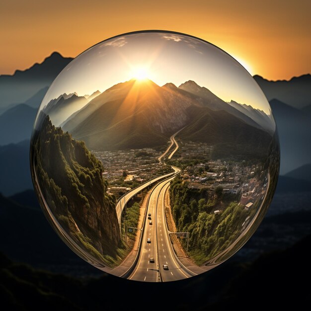 photo roads around a sphere