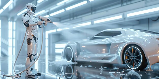 Photo of Robotic Mechanic Cleaning Car