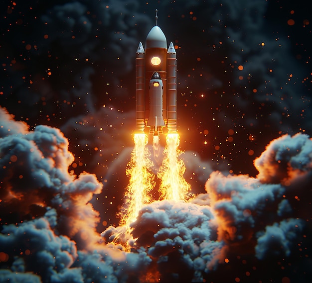 фотография ракетного огня на небе