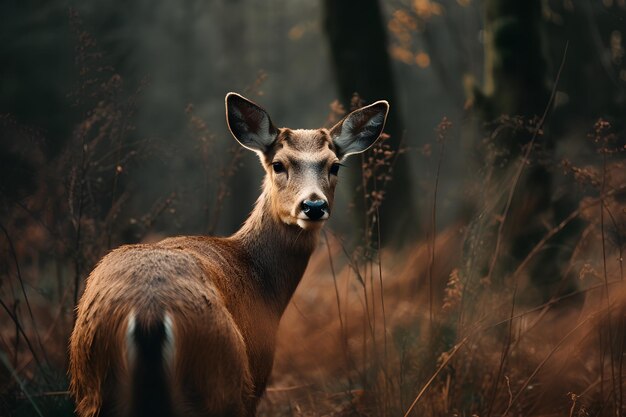 Photo roe baby animal deer standing in forest