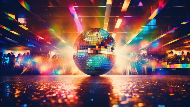 Foto una foto di uno sfondo a sfera a specchio della discoteca a rulli