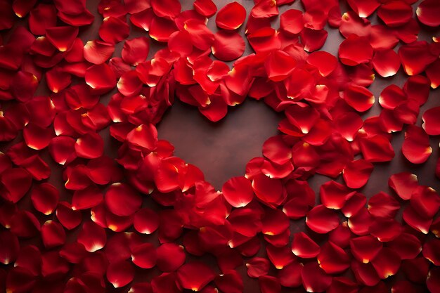 Photo of Romantic rose petals forming a heart shape