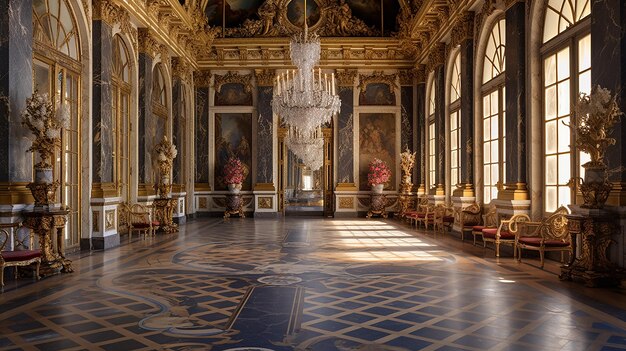 Photo of the room featuring the interior design of the Palace of Versaille France