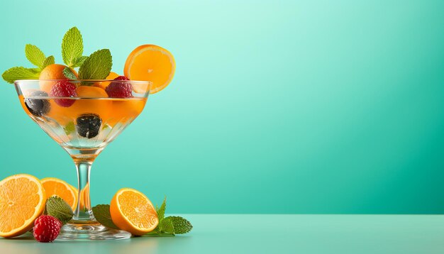 Foto la foto del cocktail esotico rosa e della frutta sul blu