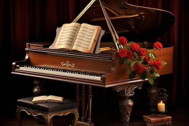 Photo of Roses on a Piano Roses