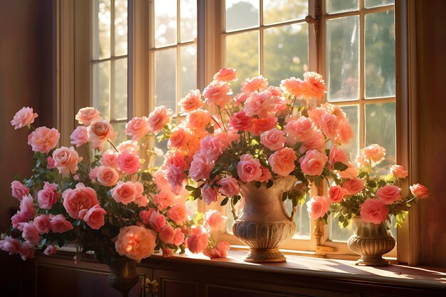 Photo of Roses in a Sunlit Room Roses