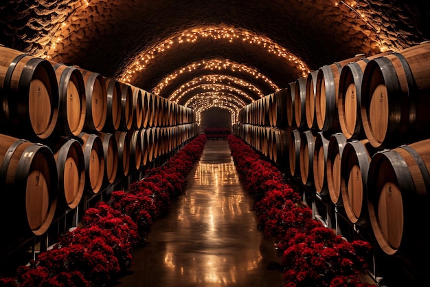 Photo photo of roses in a wine cellar roses