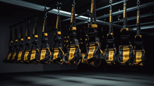 Photo photo of a row of trx suspension trainers