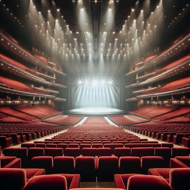 Photo photo rows of red seats in a theater