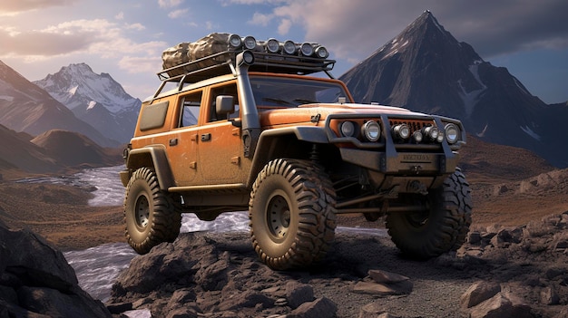 A photo of a rugged offroad 4x4 vehicle