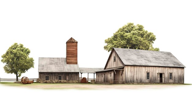 Photo a photo of a rural farmhouse and barn