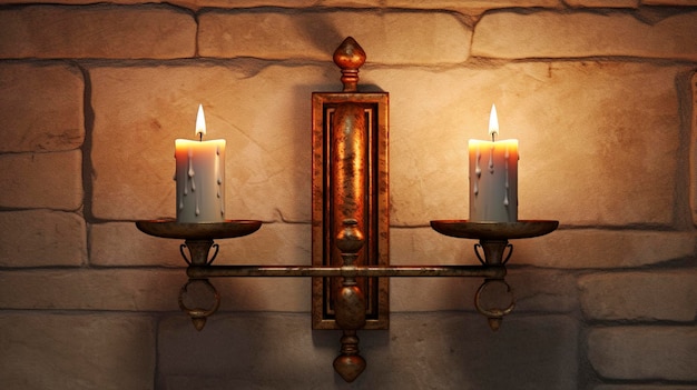 A photo of a rustic candle sconce on a wall