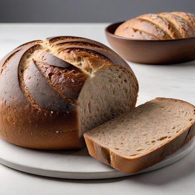 Photo photo a rye loaf bread cut pieces