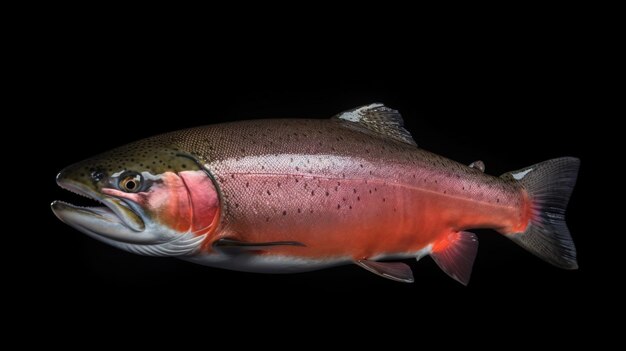 photo a salmon fish isolated on a black background